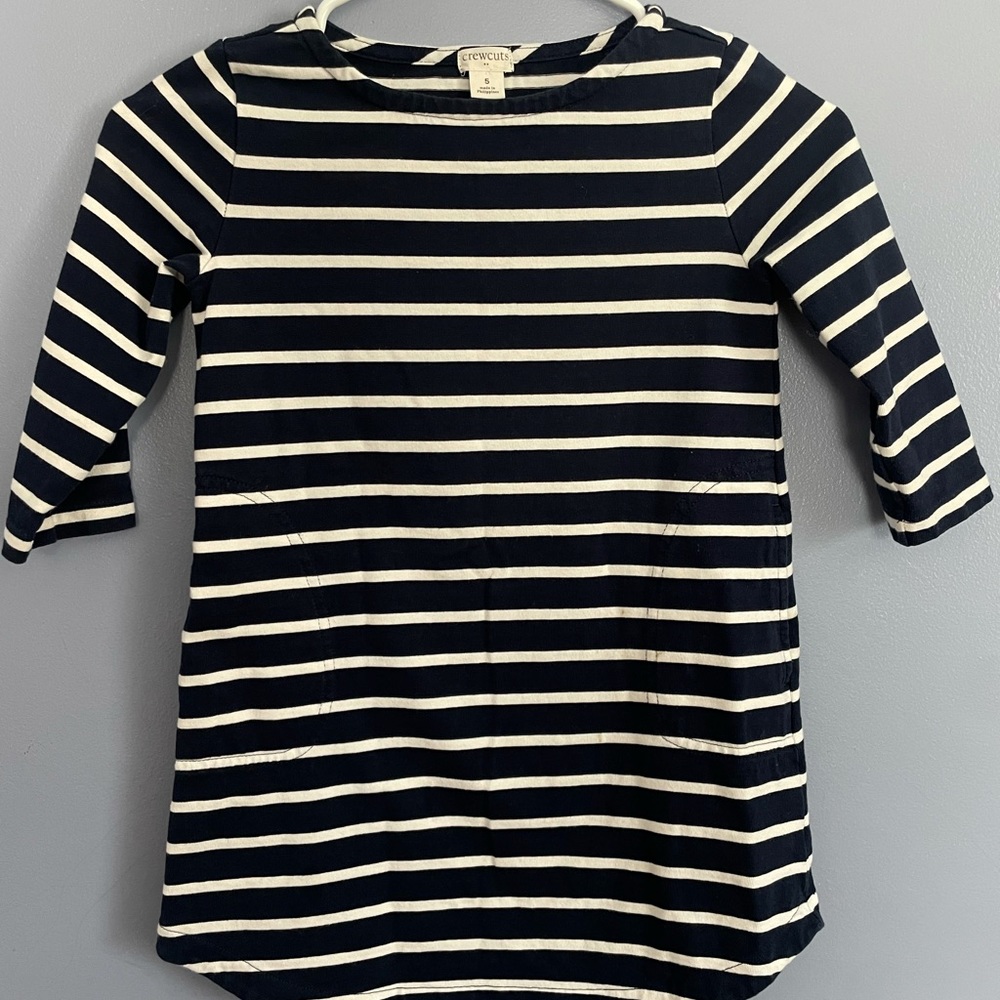 Nautical Striped Crewcuts JCrew 3/4 sleeve dress size 5